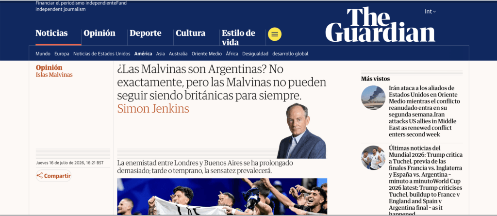 The Guardian pidió reabrir el diálogo por Malvinas: “No pueden seguir siendo británicas para siempre”